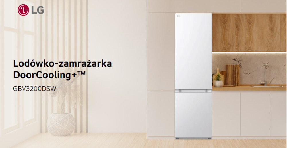 LODÓWKA LG GBV3200DSW LINEARCooling Zwiększona efektywność kompresor inwerterowy skuteczne energooszczędne kontrola temperatury Dystrybutor dozownik świeża woda schłodzona system Multi Air Flow Technologia DoorCooling chłodzenie
