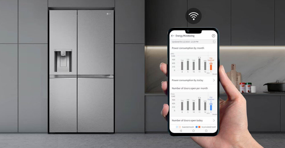 LODÓWKA LG GSJV71PZTE Aplikacja zdalne sterowanie funkcje telefon smartfon tablet powiadomienie alarm