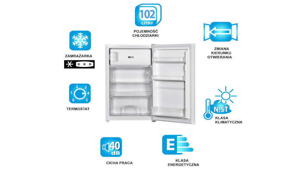 LODÓWKA LIN LI-EF1-14 BIAŁA pojemność rozmiar wymiar klasa wnętrze