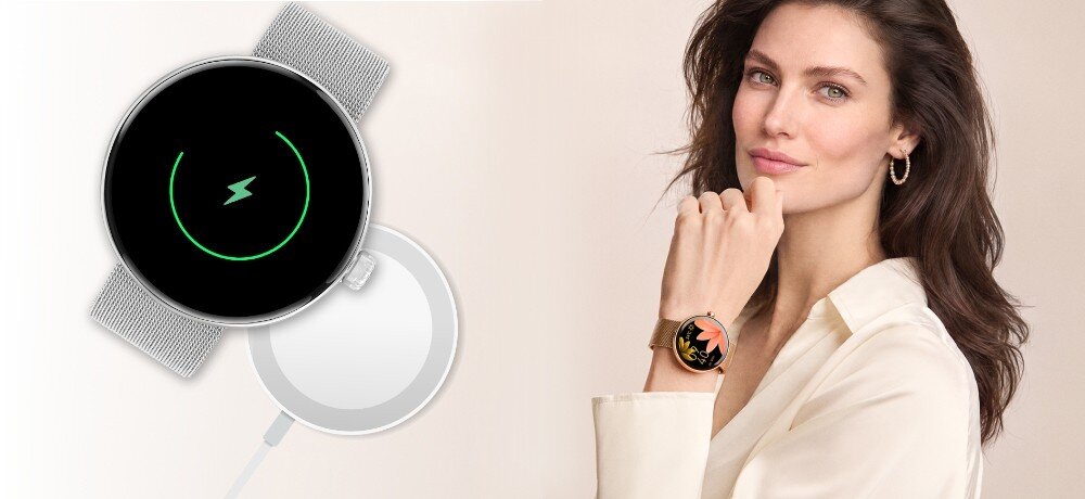 Smartwatch FOREVER Forevive 5 SB-365 ekran bateria czujniki zdrowie sport pasek ładowanie pojemność rozdzielczość łączność sterowanie krew puls rozmowy smartfon aplikacja