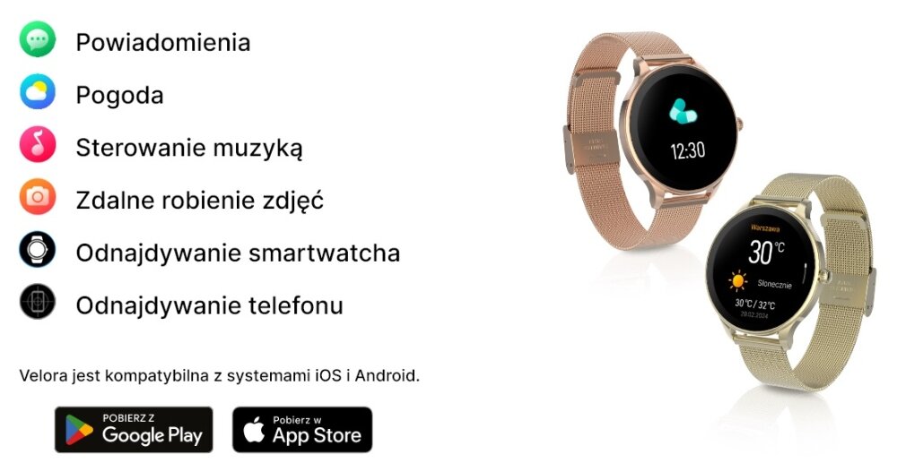 Smartwatch FOREVER Velora SB-306 potrzeby budzenie zazycie lekow przycisk samowyzwalacza