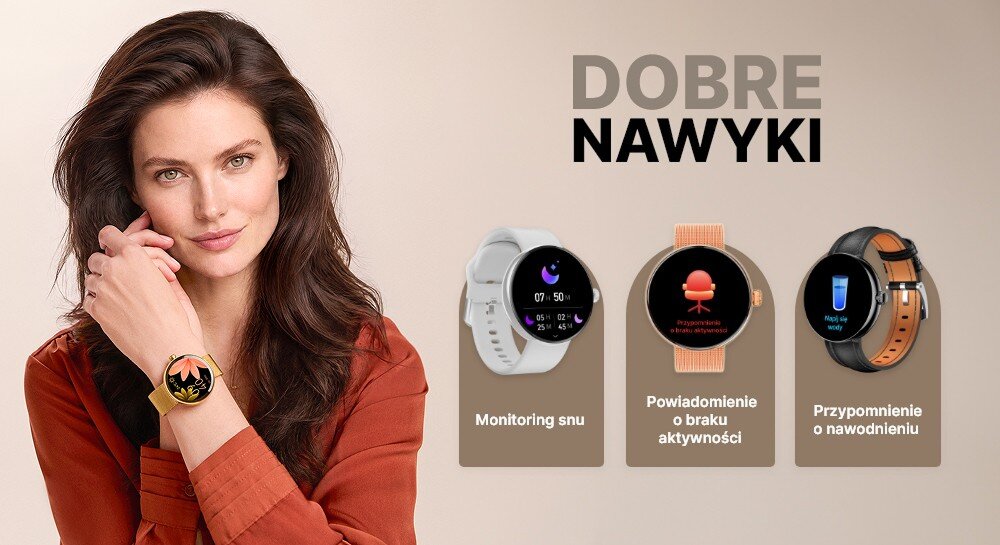 Smartwatch FOREVER Forevive 5 SB-365 ekran bateria czujniki zdrowie sport pasek ładowanie pojemność rozdzielczość łączność sterowanie krew puls rozmowy smartfon aplikacja