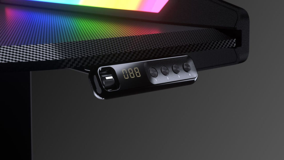 Biurko COUGAR E-Mars-B01 Czarny zapamiętywanie czterech ustawień wysokości złącze USB 3.0 typu C dwa złącza USB 3.0 typu A dwa złącza 3.5 mini jack