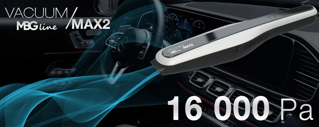 Odkurzacz ręczny MBG LINE Vacuum Max 2 moc siła ssania 2 tryby pracy potrzeby akumlator pojemność użytkowanie wskaźnik LED czas pracy