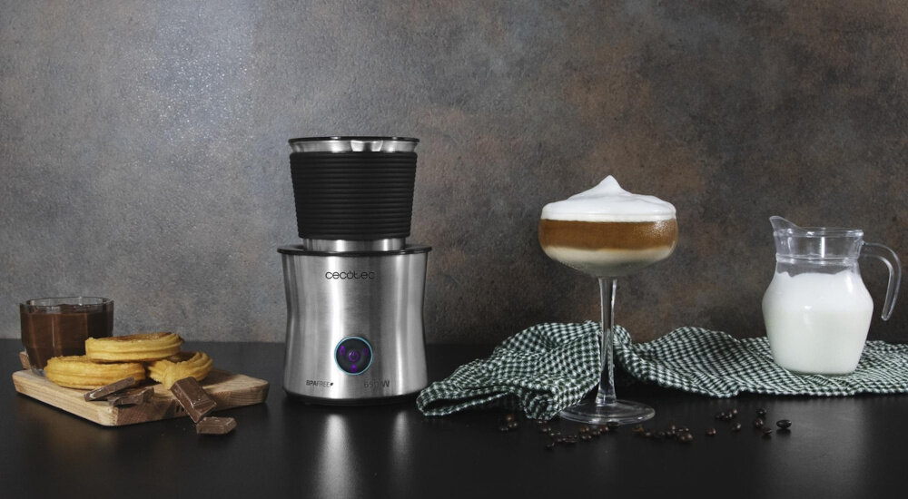 Spieniacz CECOTEC Power Moca Spume 5000 1518 Bezpieczeństwo i materiały Funkcja automatycznego wyłączania ochrona  Materiały wolne od BPA wykonanie ze stali szlachetnej i tworzywa sztucznego higiena