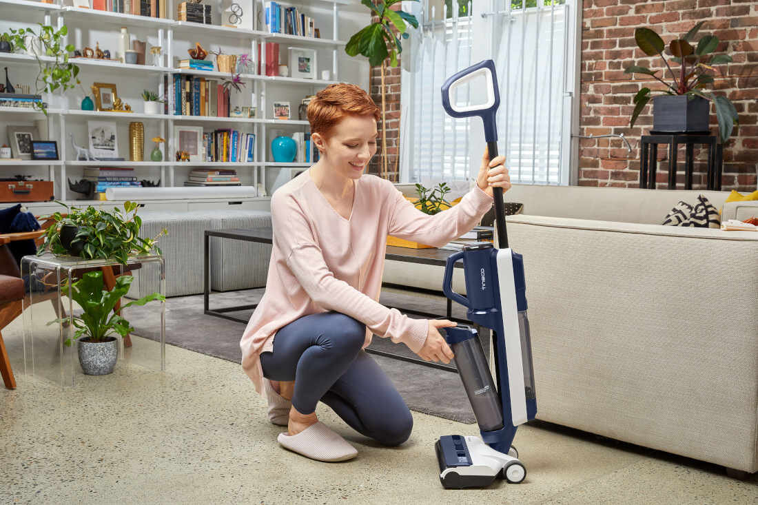 Odkurzacz TINECO Floor One S5 Combo Plus FW150300DE funkcja samooczyszczania higiena użytkowanie sitko do zbierania sierści zbiornik brudna woda