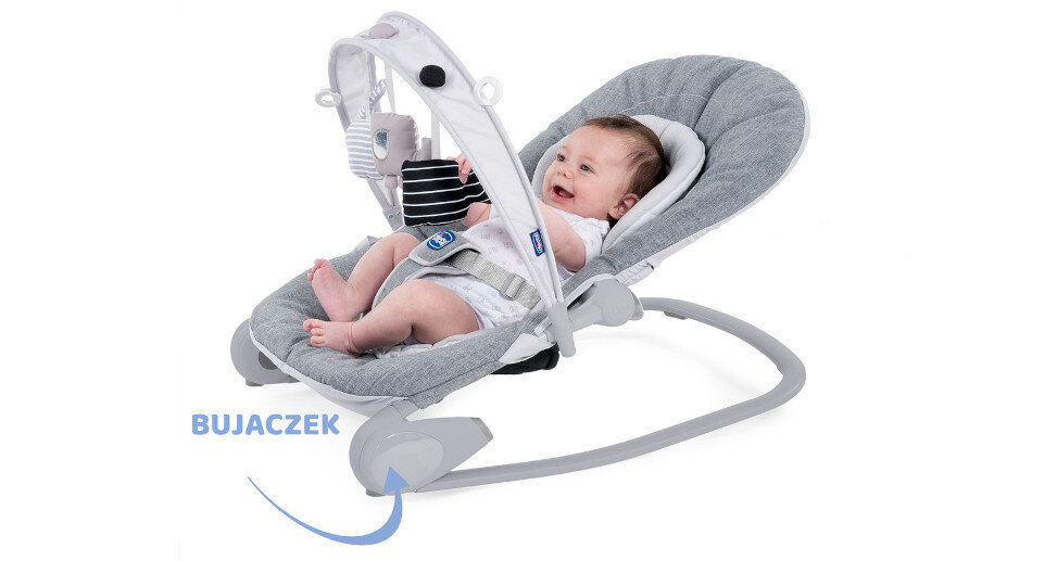 Bujaczek CHICCO Hoopla Moon Grey System Slide Funkcja bujania komfort relaks