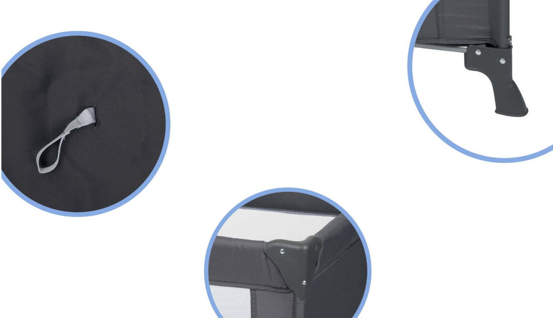 Łóżeczko turystyczne CHICCO Good Night Szary Podwójne zabezpieczenie ochrona bezpieczeństwo zakrąglone rogi stabilne nóżki użytkowanie