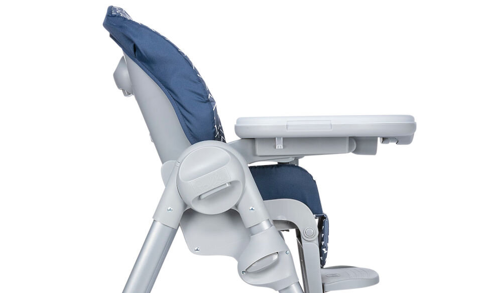 Krzesełko do karmienia CHICCO Polly Easy Niebieski tacka podwójna funkcja stoliczek do jedzenia dodatkowe zabezpieczenie przed wypadnieciem wbudowana barierka krokowa łatwe zdjęcie tacki zawieszenie z tyłu krzesełka szybkie przekształcenie mebla klasyczne krzesełko dla starszego dziecka 