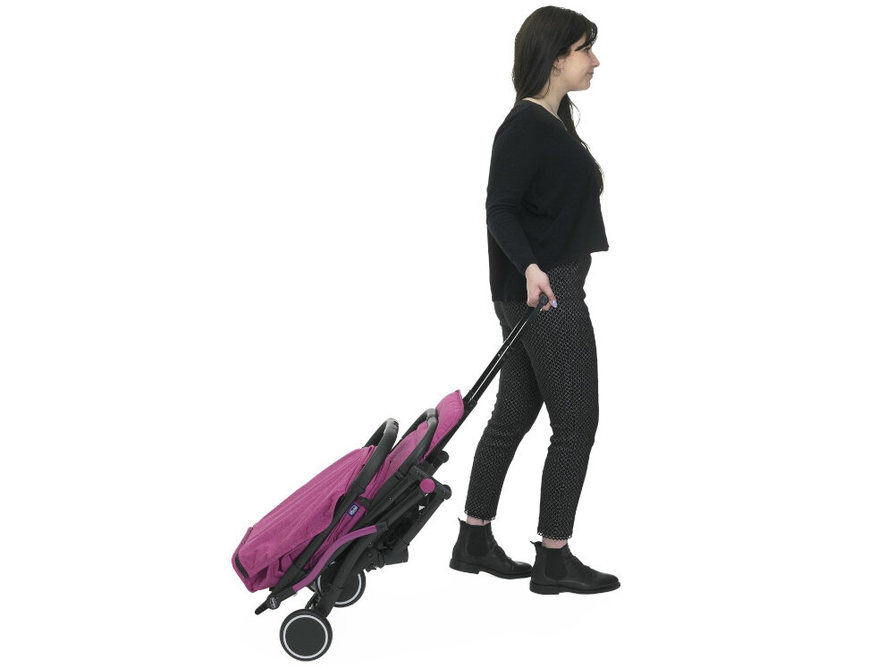 Wózek spacerowy Chicco Trolley Me Ciemnoróżowy walizka kółka przechowywanie krzystanie transport swoboda