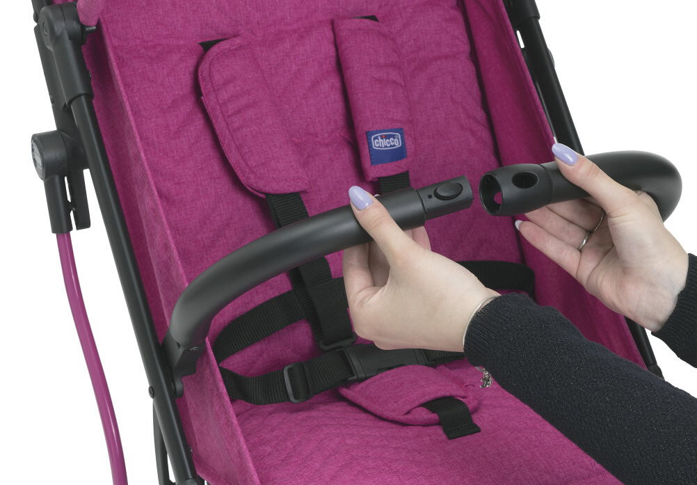 Wózek spacerowy Chicco Trolley Me Ciemnoróżowy odpinany pałąk spacer przenoszenie element dodatek