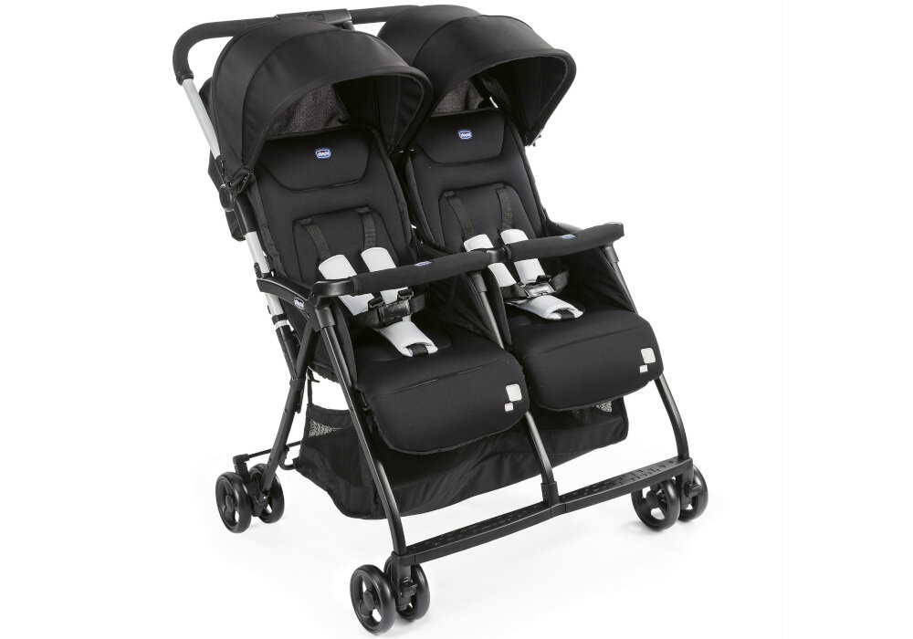 Wózek dziecięcy CHICCO Ohlala Twin Czarny budki ochrona promieniowanie UV/UPV 50+ zamki błyskawiczne regulacja