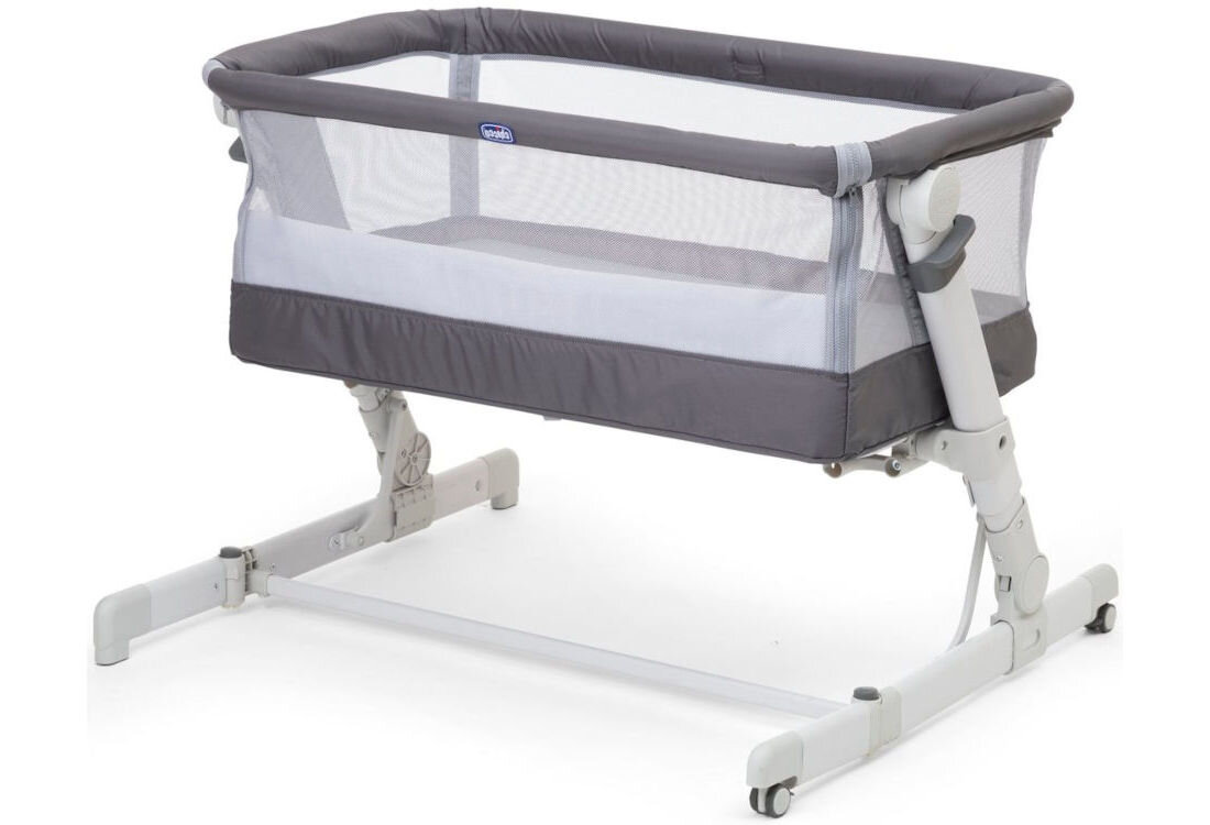 Łóżeczko dziecięce CHICCO Next2Me Pop-Up  Szary dwie nóżki kółka wygoda użytkowanie