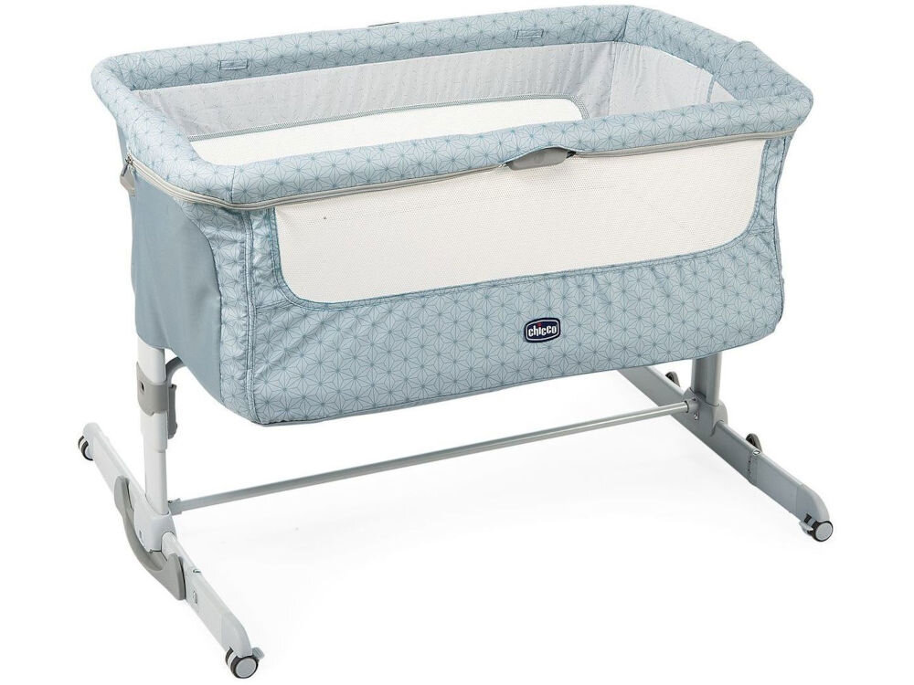 Łóżeczko dostawne CHICCO Next2Me Dream Sage Niebieski kółka regulacja stabilne 