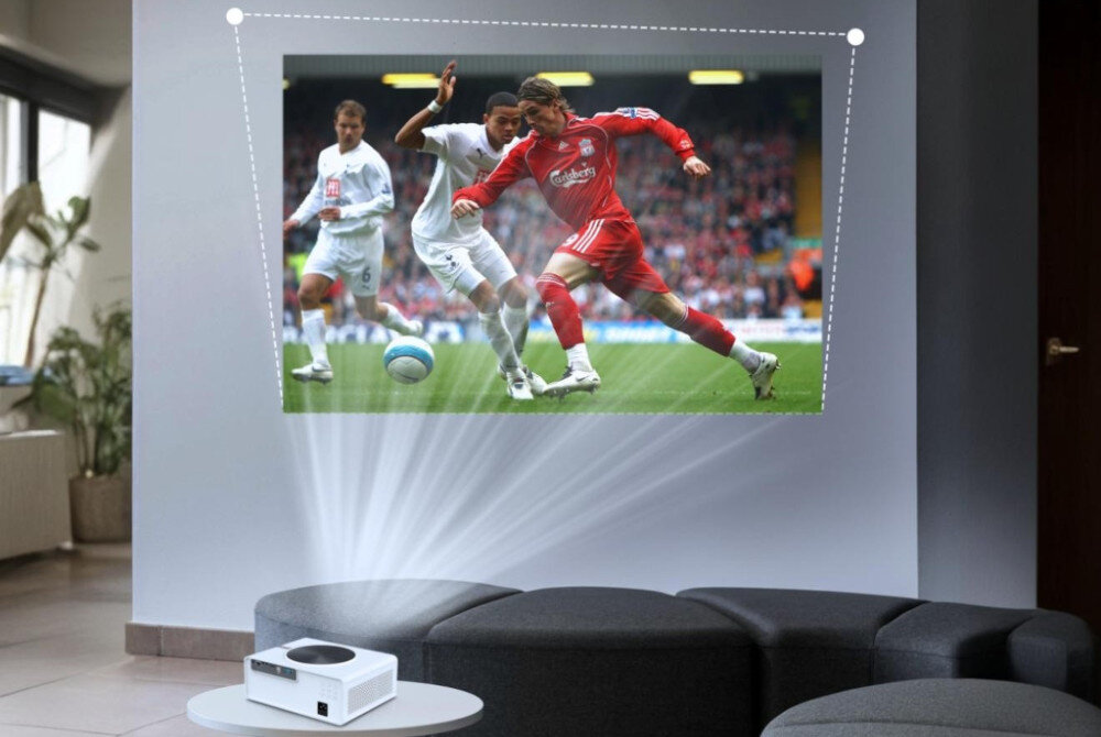 Projektor EXTRALINK Smart Life Vision Max - Kinowe wrażenia w Twoim domu, projketor wyświetla obraz na ścianie
