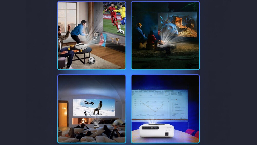 Projektor EXTRALINK Smart Life Vision Max - Dobra jakość obrazu, kadry na których projektor wyświetla obraz