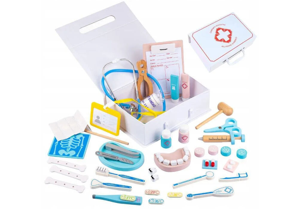 Zabawka zestaw lekarski EXTRALINK Walizka EX.32945  realistyczne akcesoria termometr strzykawka notes medyczny ćwiczenie sprawności manualnej