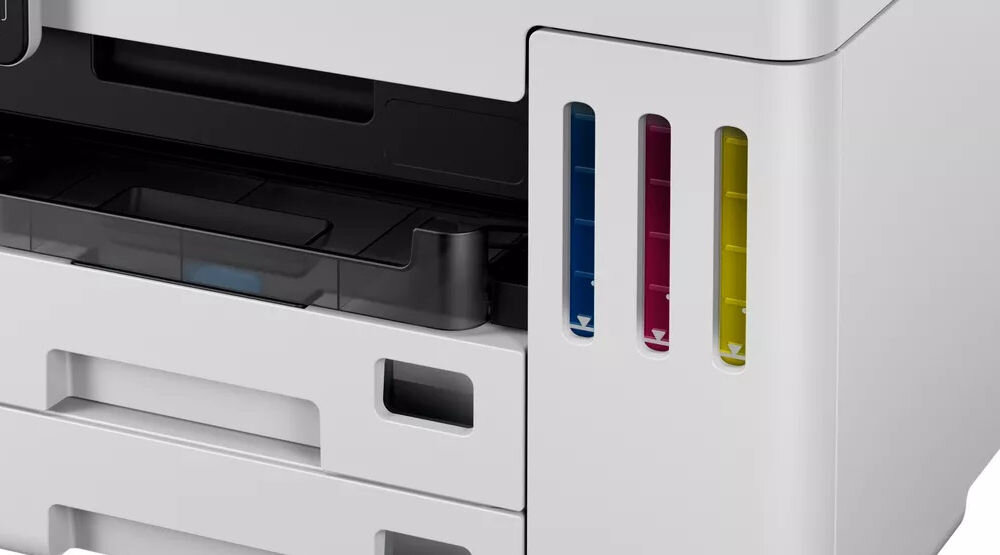 Urządzenie wielofunkcyjne CANON Maxify GX5540 Druk w kolorze, Automatyczny druk dwustronny, Wi-Fi zbliżenie na okienko z poziomem atramentu wskaźnik atramentu z przodu kontrola zużycia