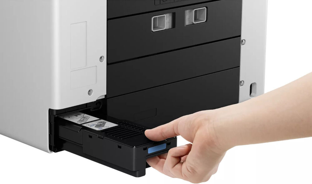 Urządzenie wielofunkcyjne CANON Maxify GX5540 Druk w kolorze, Automatyczny druk dwustronny, Wi-Fi prezentacja wymiany kasety w drukarce białe tło diodowy pasek stanu półprzezroczysta taca odbiorcza opcja samodzielnej wymiany kasety płynne zarządzanie urządzeniem