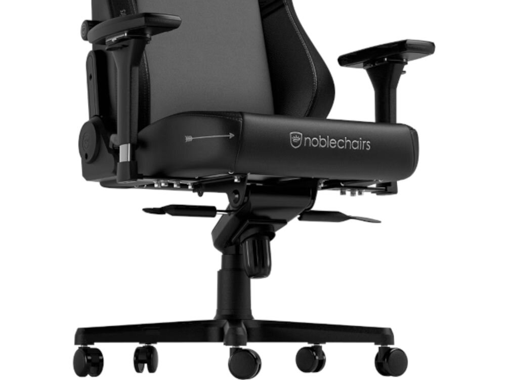 Fotel NOBLECHAIRS Hero The Elder Scrolls V: Skyrim 10th Anniversary Edition Czarny zbliżenie na podstawę na białym tle aluminiowa podstawa pięcioramienna, stabilność i trwałość odporna na rdzę