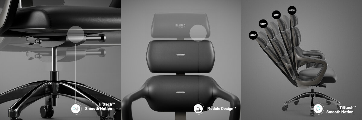 Fotel DIABLO CHAIRS V-Modular tilttech smooth motion oparcie module design wygoda usprawnienia