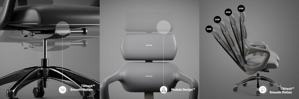 Fotel DIABLO CHAIRS V-Modular tilttech smooth motion oparcie module design wygoda usprawnienia