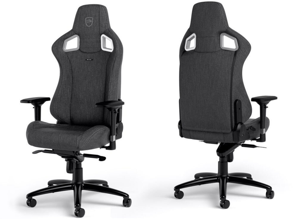 Fotel NOBLECHAIRS Epic TX Antracynt prezentacja fotela od przodu i tyłu na białym tle