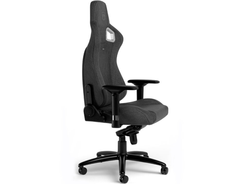 Fotel NOBLECHAIRS Epic TX Antracynt prezentacja fotela na białym tle od boku mechanizm kołysania z funkcją blokady i regulacją kąta oparcia