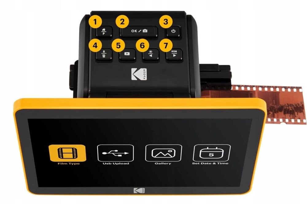 KODAK Slide N Scan Max regulacja jasności koloru zoom ramka cyfrowa podgląd zdjęć