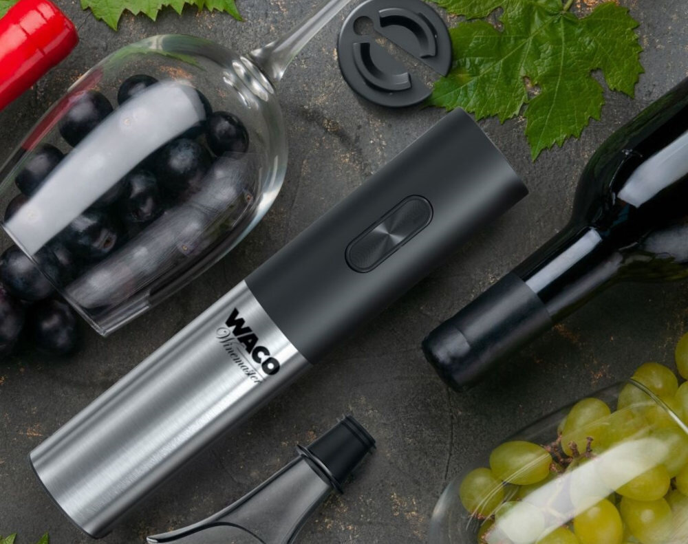 Otwieracz do wina WACO Winemaster Ow7 Precyzyjne nalewanie wina nalewak kontrola wino strumień kapanie Korek z pompką próżniową smak i aromat nawet po kilku dniach