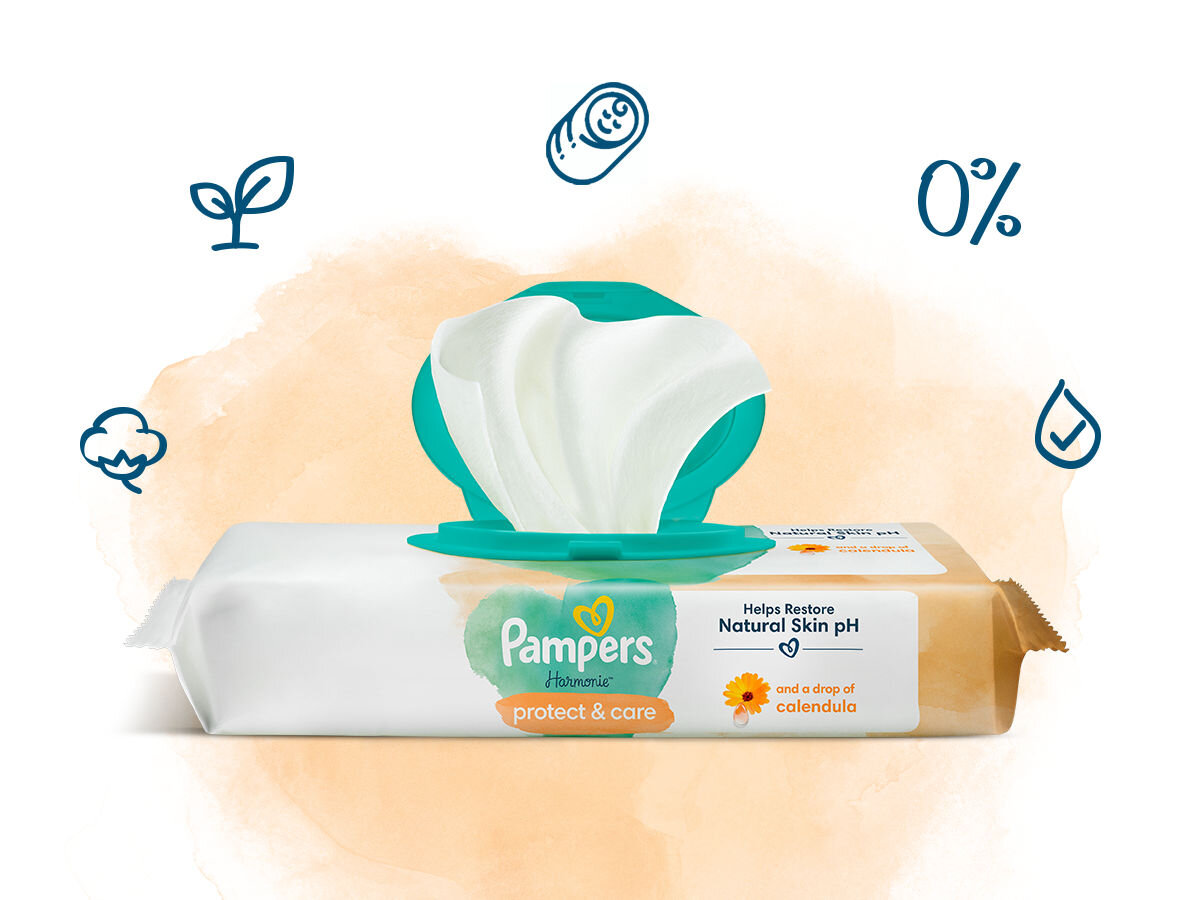 Chusteczki nawilżane PAMPERS Harmonie Protect & Care (396 szt.)