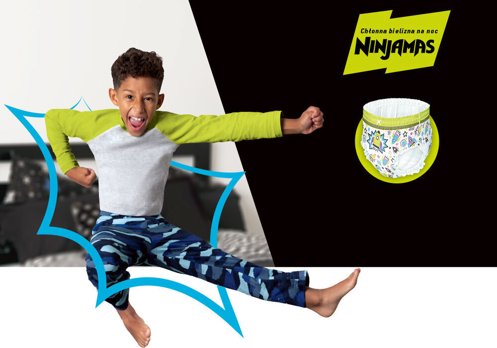 Pieluchomajtki PAMPERS Ninjamas Statki kosmiczne (10 szt.) Chłonne pieluchomajtki na non ninjamas