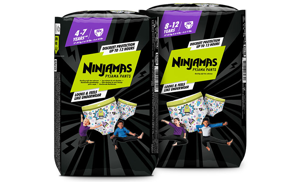 Pieluchomajtki PAMPERS Ninjamas Statki kosmiczne (10 szt.) opakowanie 4-7 lat i opakowanie 8-12 lat
