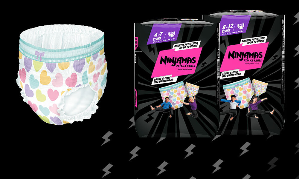 Pieluchomajtki PAMPERS Ninjamas Statki kosmiczne (10 szt.) opakowanie 4-7 lat opakowanie 8-12 lat