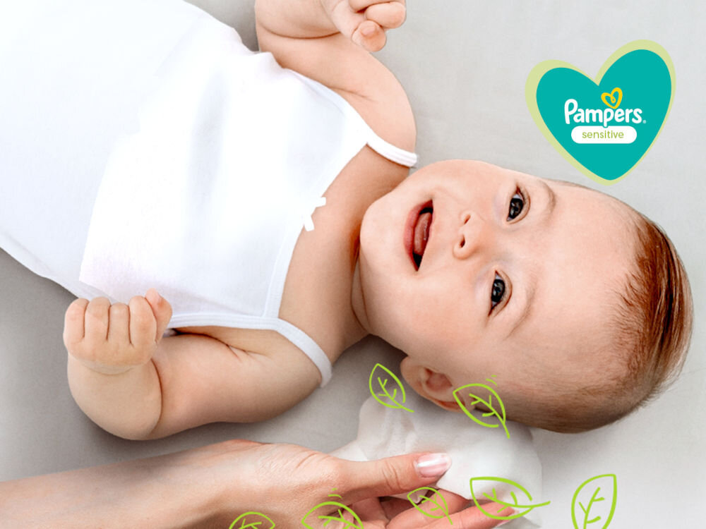 Chusteczki nawilżane PAMPERS Sensitive (1248 szt.) uśmiechnięte dziecko