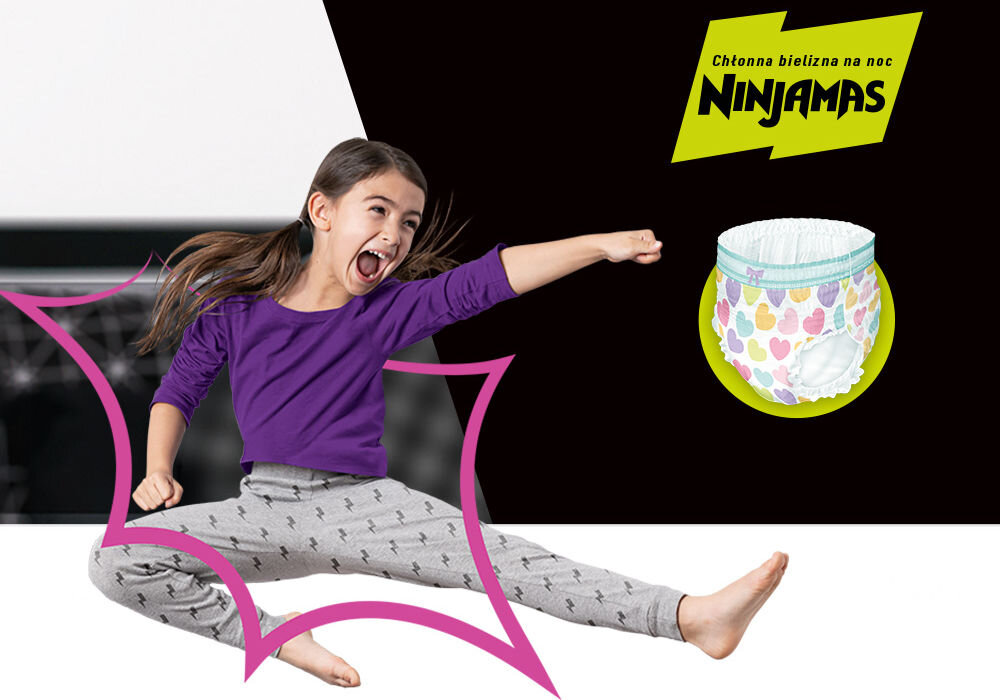 Pieluchomajtki PAMPERS Ninjamas Serduszka 7 (10 szt.) Chłonne pieluchomajtki na non ninjamas