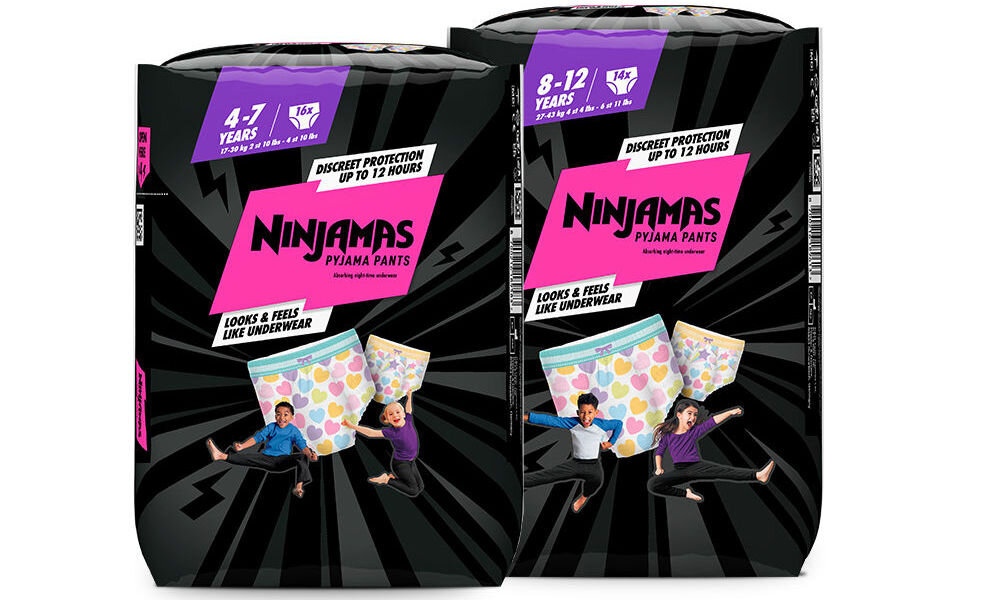Pieluchomajtki PAMPERS Ninjamas Serduszka 7 (10 szt.) opakowanie 4-7 lat i opakowanie 8-12 lat