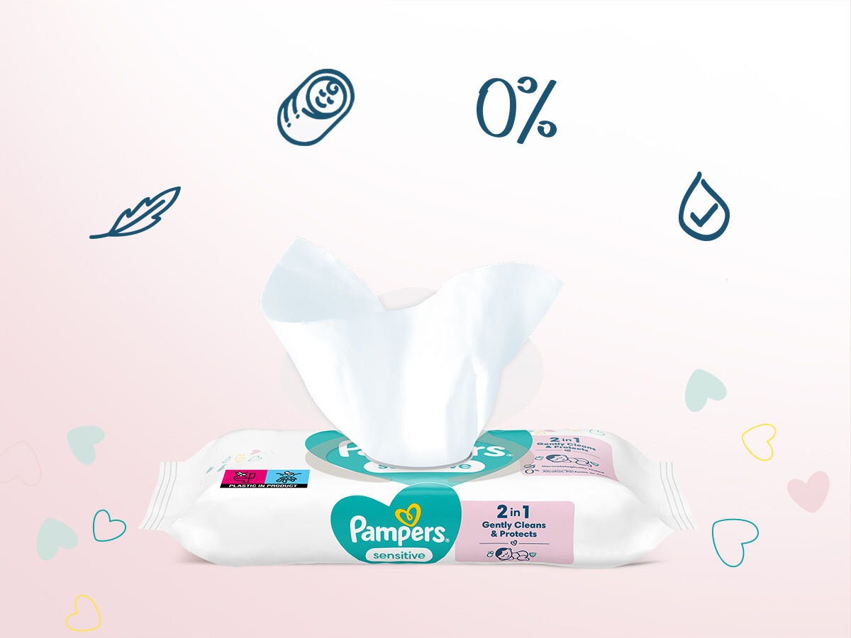 Chusteczki nawilżane PAMPERS Sensitive (312 szt.) naturalne ph skóry