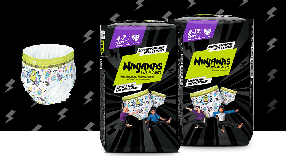 Pieluchomajtki PAMPERS Ninjamas Statki kosmiczne (60 szt.) opakowania majtki