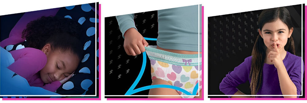 Pieluchomajtki PAMPERS Ninjamas Serduszka 7 (60 szt.) śpiące dziecko dopasowanie dyskrecja