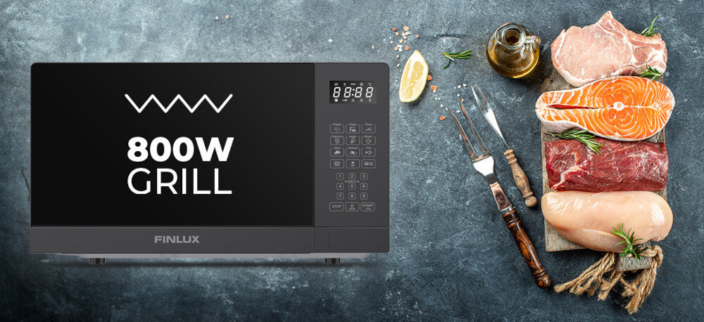KUCHNIA MIKROFALOWA FINLUX F-MGE200BL grillowanie grill tryby kombinowane czas