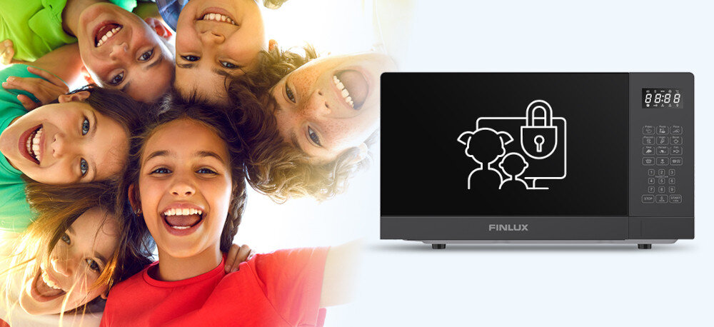 KUCHNIA MIKROFALOWA FINLUX F-MGE200BL blokada rodzicielska dzieci ochrona funkcja