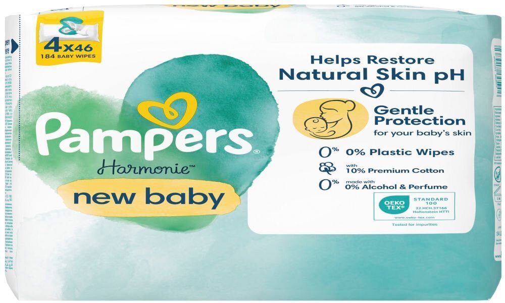 Chusteczki nawilżane PAMPERS Harmonie New Baby (184 szt.)