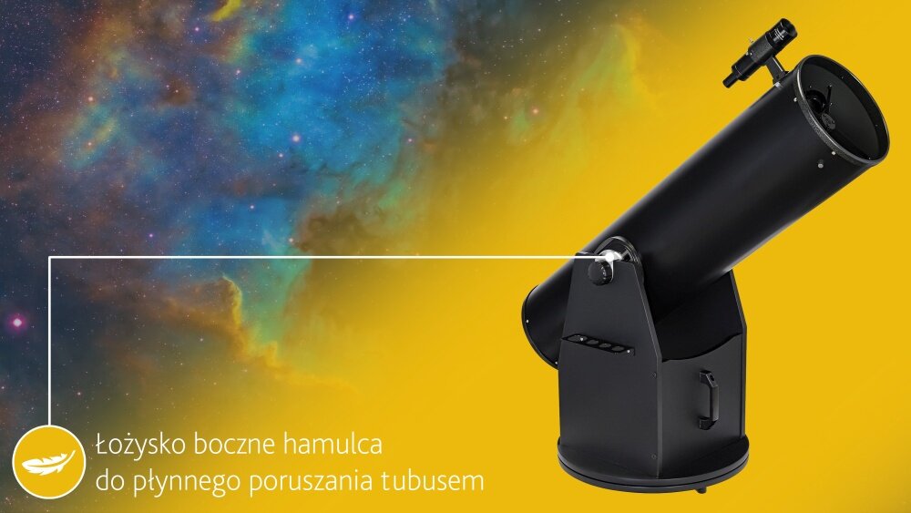 Teleskop LEVENHUK Dobsona Ra 250N wyważanie sprzętu wygoda stabilność