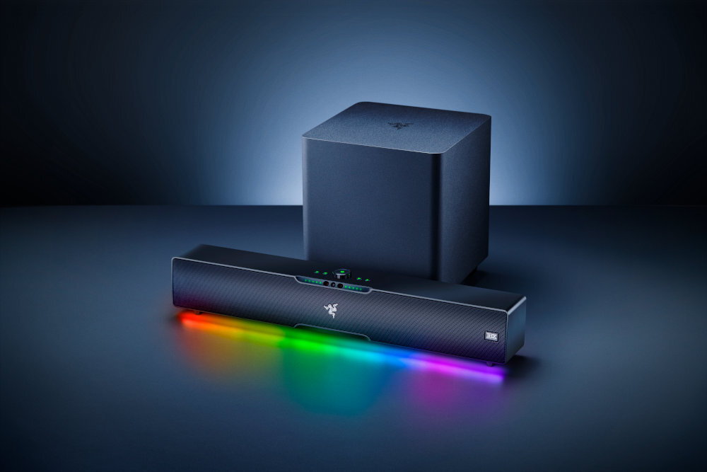 Soundbar komputerowy RAZER Leviathan V2 Pro Podświetlenie RGB gamingowy wygląd personalizować Razer Synapse 18 stref podświetlenia