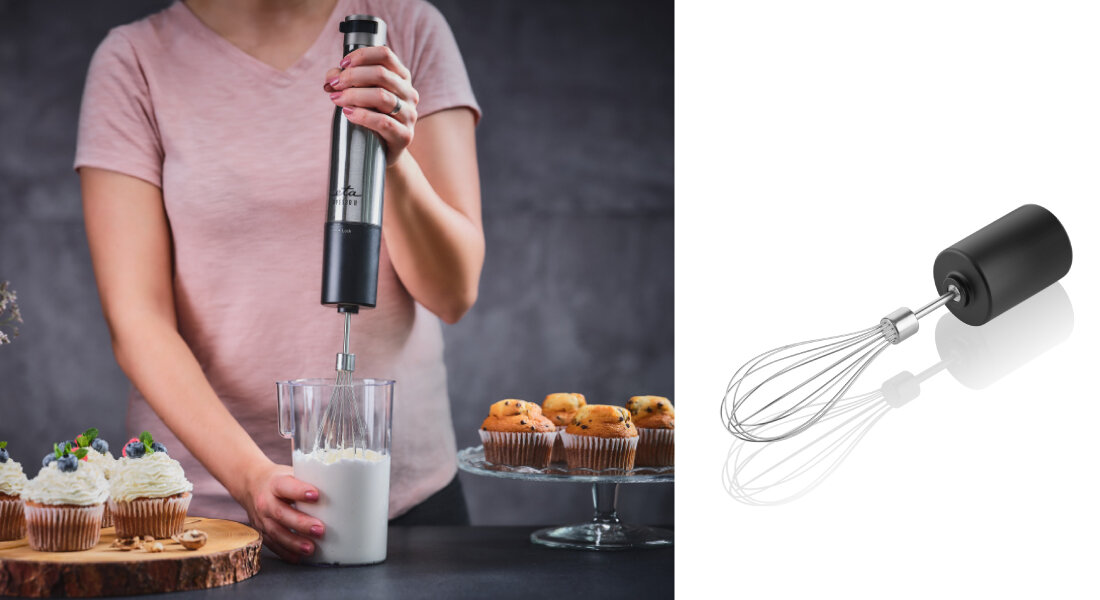 Blender ETA Spesso II 3w1 321590000 na trzepaczka ubijanie śmietany piany wysoka moc 1200 W płynna regulacj prędkości przycisk turbo szybka praca