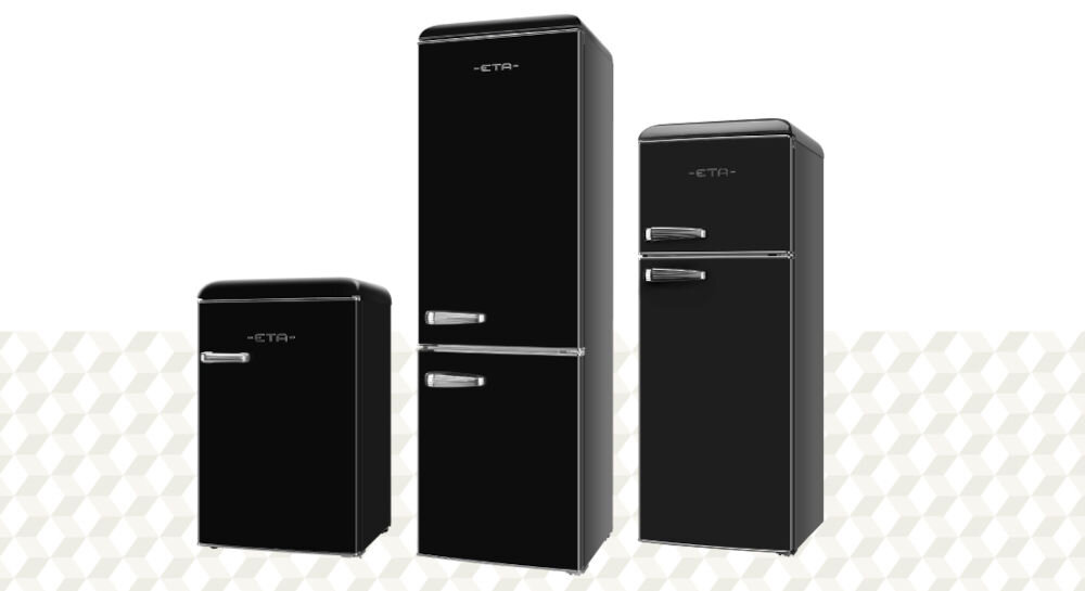 Lodówka ETA Storio 253790020E 90cm Czarna wygoda trwałość wymienna uszczelka regulowane nóżki cicha praca 38 dB styl retro funkcjonalne technologie funkcjonalna estetyczna uzupełnienie kazdej kuchni