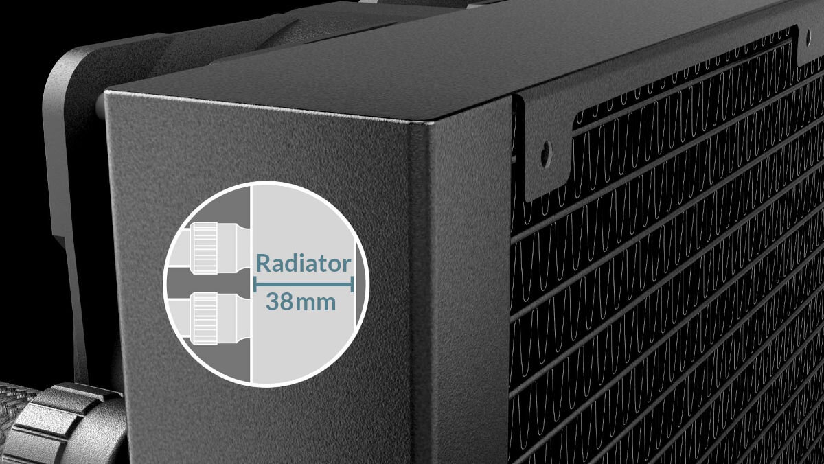 Chłodzenie wodne ARCTIC Liquid Freezer III 280 ARGB Czarny powierzchnia radiatora o grubości 38 mm zwiększona o 23% zwiększony stos finów