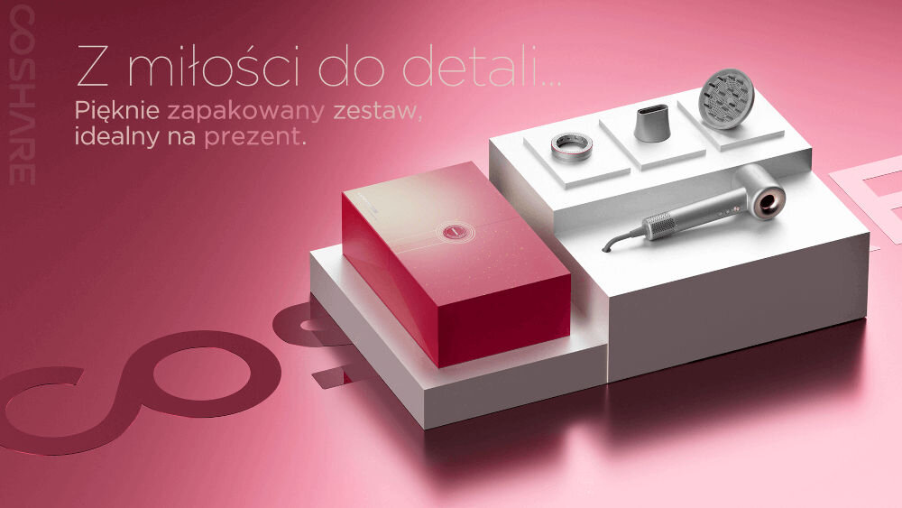 Suszarka COSHARE SuperFlow1 Pro Srebrny 1600W idealna fryzura