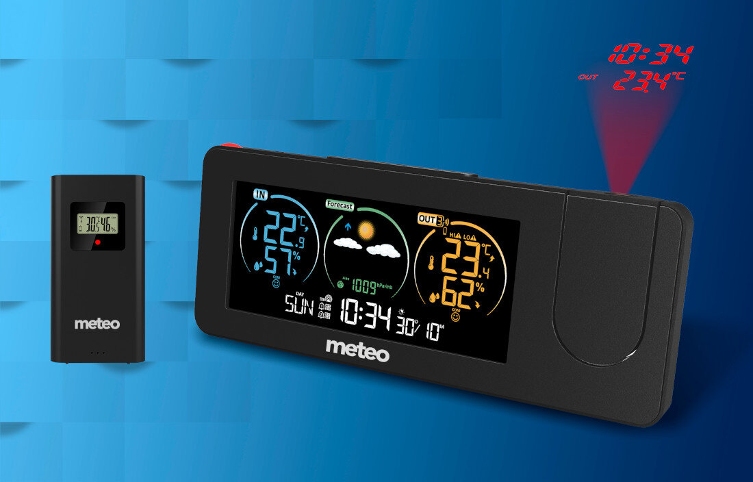 Stacja pogody METEO SP102 + Projektor Bezprzewodowy czujnik zewnętrzny zasięg dane pogodowe